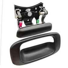 Metal Tailgate Handle Latch with Plastic Bezel Trim Rod Clips Textured Black