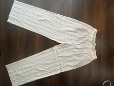 Gap High Rise Wide-Leg Pants Womens 8 White Pleated Front Linen Blend Trouser