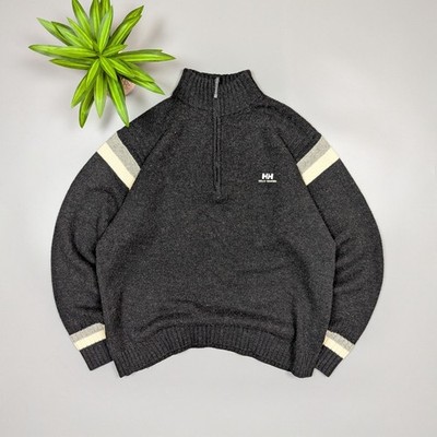 Helly Hansen Wool Blend 1/4 Zip Sweater Men s Size XL Dark Grey Pullover