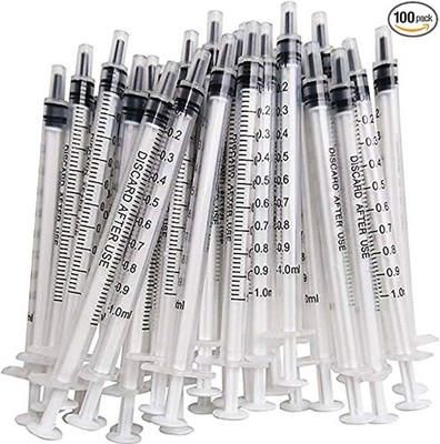 1ml Plastic Syringe No Needle 100 Pack for Glue Oil