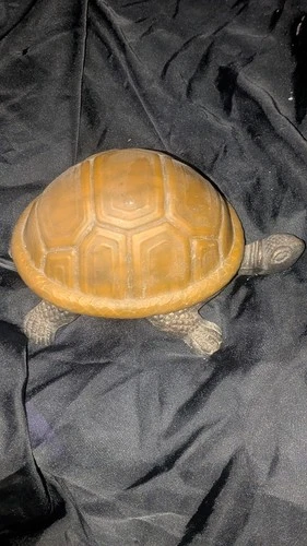 VTG Turtle Lamp Amber Tiffany Style Glass Brass Base Tortoise Night Light Switch