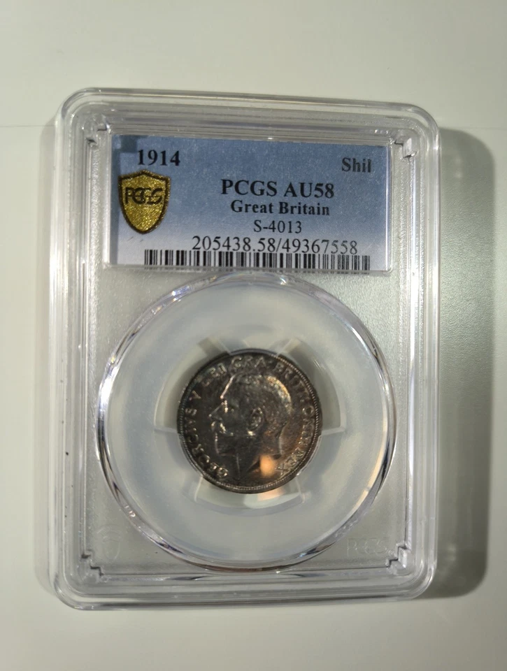Great Britain 1914 Silver Shilling AU58 PCGS GOLD - Image 3 of 4