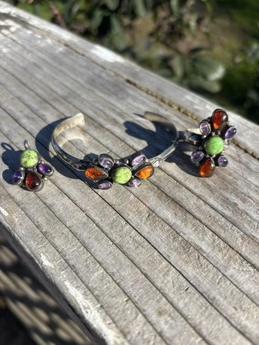 Vintage Desert Rose Trading Co. Sterling Silver Set.Bracelet, Pendant And Ring.