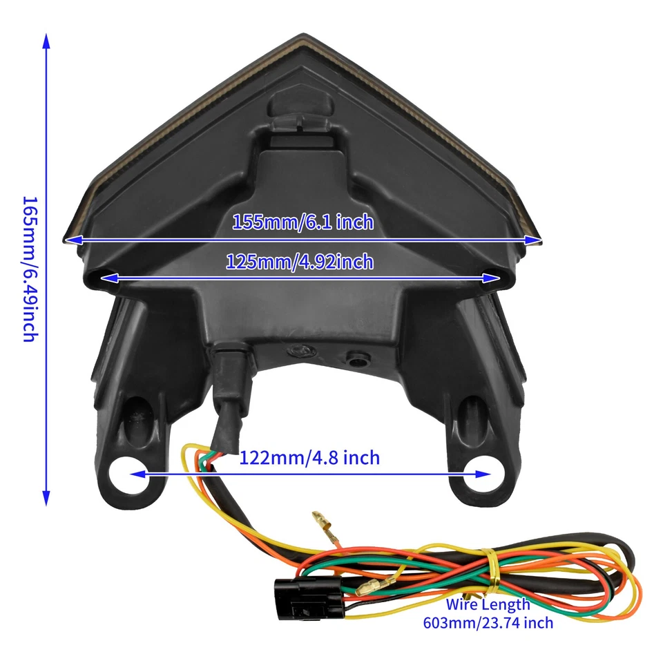 Integrated LED Tail Light Brake Turn Signal for Kawasaki Z125 Pro ZX-6R Z800 - Imagem 4 de 4