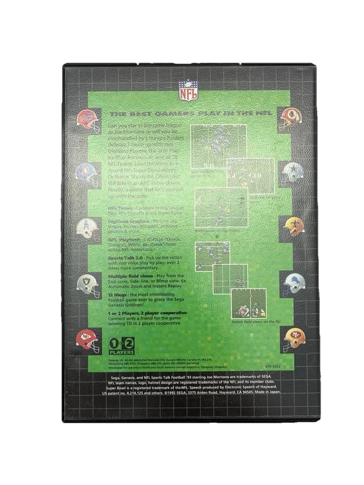 Sports Talk Football '93 protagonizada por Joe Montana (Sega Genesis, 1992) en caja con manual Foto 3 de 4