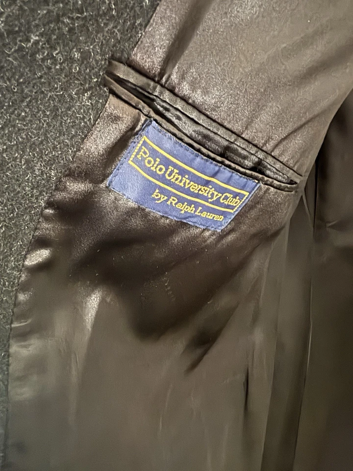 Abrigo de lana negro Polo University Club Ralph Lauren 48R Foto 3 de 4