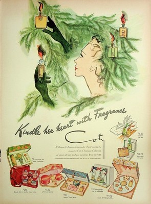 Original 1946 Vintage Health & Beauty Ad: Kindle her Heart with Fragrance