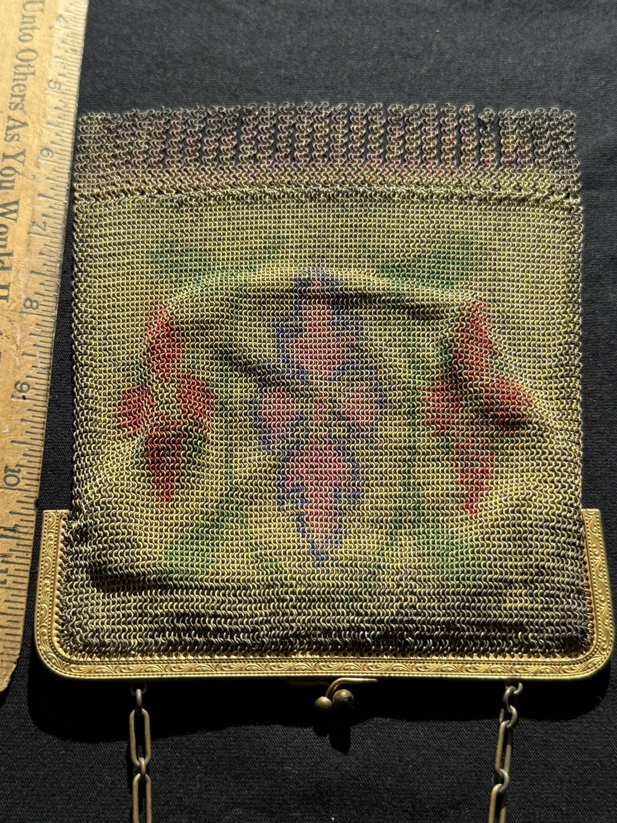 Antique 1920's Art Deco Metal Mesh Dresden Emboss… - image 7