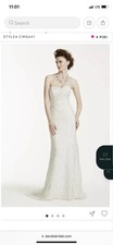 Oleg Cassini CWG641 Ivory Lace Strapless Sheath Wedding Dress Size 6