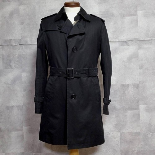 Burberry Black Label Trench Coat Black Padded Liner Nova Check Size M Stylish - Picture 2 of 24