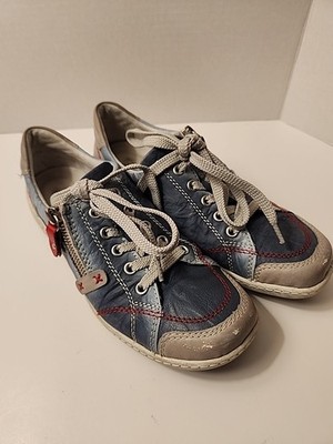 Remonte Soft Rieker Women's Blue  Side Zip Wedge Sneakers US 7.5 EURO 38