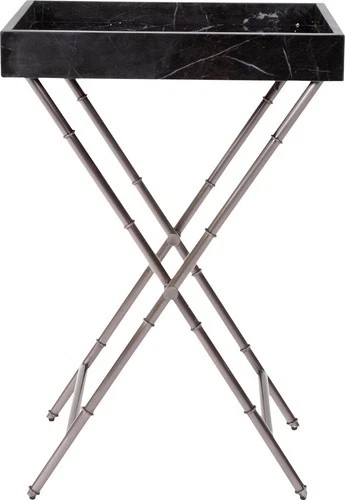 Talbot Marble Tray Table with Titanium Folding Base - Picture 2 of 7