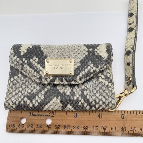 Michael Kors iPhone 4S Black Python Embossed Leather Case Wallet Clutch - Picture 7 of 8