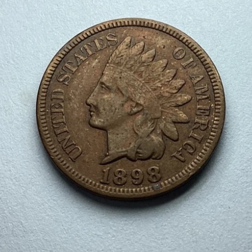 1898 1C Indian Head Cent. VF,  RB color! Old US Penny