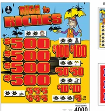 Pull Tab Ticket - Hard Card Tickets - Game - Rags to Riches