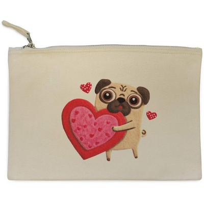 Canvas-Clutch/Zubehörkoffer ''Süßer Mops mit Herz'' (CL00050937)
