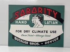 Vintage NOS Sorority Hand Lotion Cardboard Display Sign Art Deco Real Americana
