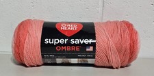 Red Heart Super Saver Ombre Knitting Crochet Yarn 10 oz Sea Coaral Medium 4
