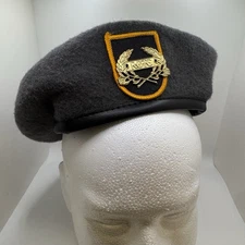 ROTC Wool Beret 6 5/8 Cap Hat Gray with Metal Pin Defense Logistics Agency