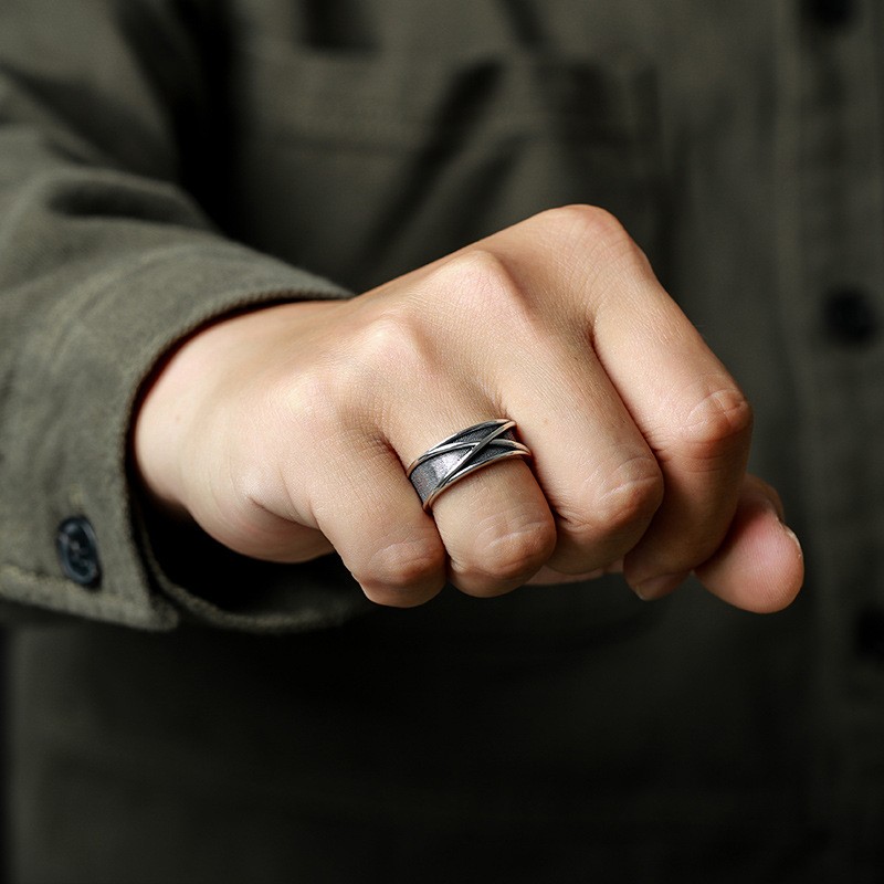 Anillo Retro Tiempo Espacio Goku Negro Punk Gótico Anillo Abierto Para Hombre