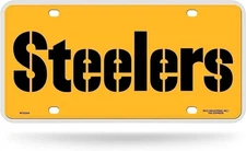 Pittsburgh Steelers Metal Auto Tag License Plate, Script Yellow Design, 12x6...