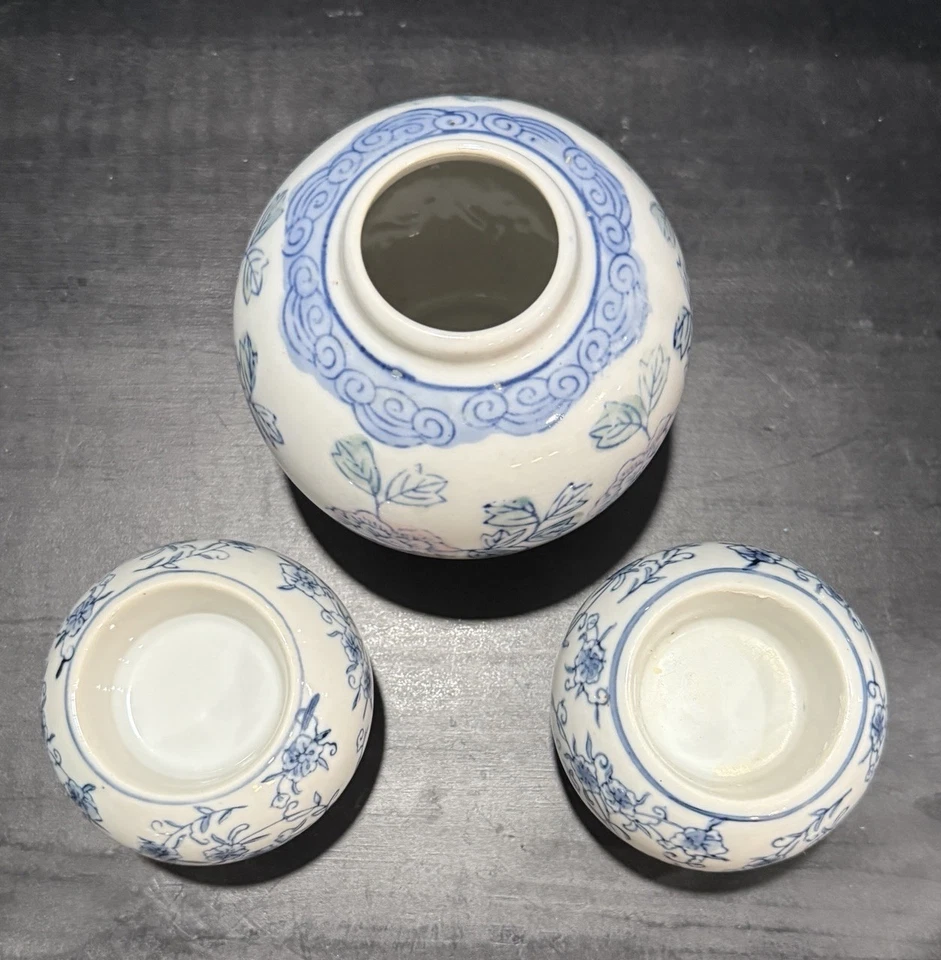 Lot of 3 Vtg Cobalt Blue & White: 2 Tealight Votive Candle Holder Orb & 4” Vase - Image 2 of 4