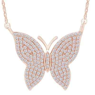 Fliegender Schmetterling Diamant Collier 0,50 ct massiv 14 K Rotgold Geschenk für sie