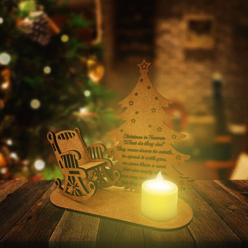 Christmas in Heaven Poem Tree Rocking Chair Candle Loved Ones Memorial