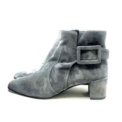 $1050 NIB Roger Vivier Paris Polly Dark Gray Bootie T.45 B sz 41.5 11.5B