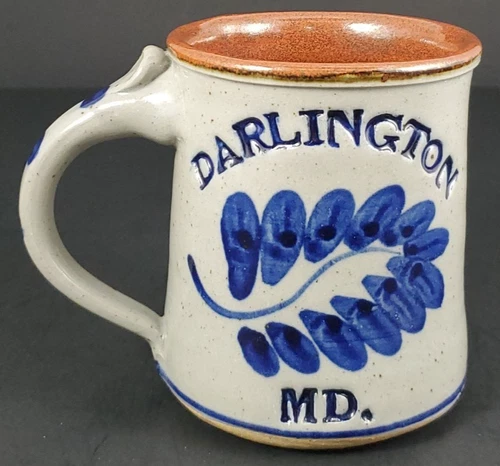 Dan Harvey Stoneware Pottery Coffee Mug-Blue Fern Salt Glaze-Darlington MD -12oz