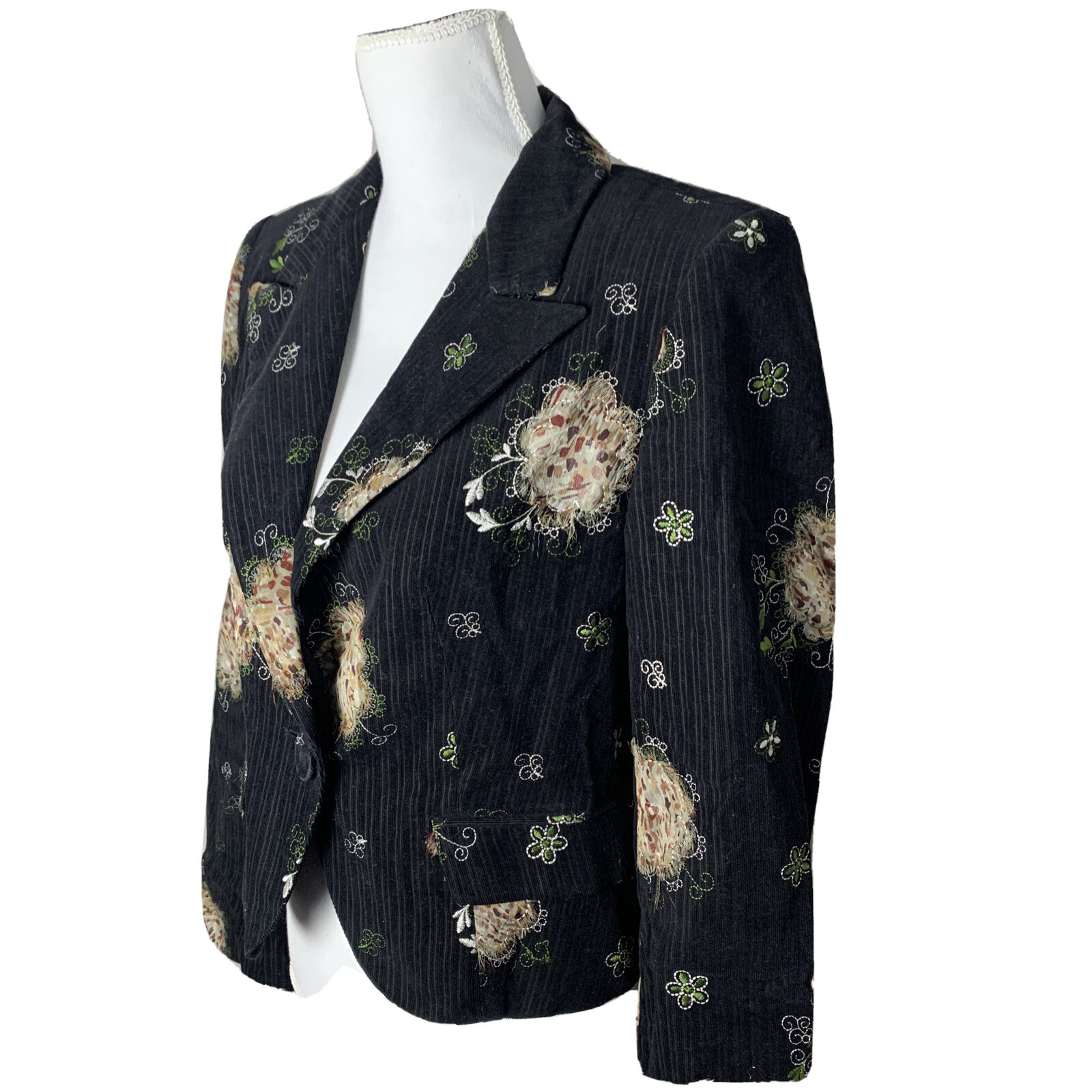 Boho Chic Jacket Blazer Patchwork Jacquard Black … - image 7