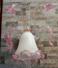BELLISSIMA APPLIQUE VINTAGE SINGOLA MURANO FOGLIE FIORE MURANO BIG SCONCE PINK