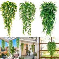 4pcs Artificial Boston Fern Plant Fake Hanging Eucalyptus Vine Flower Home Decor
