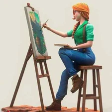 1/24 Resin Figure Model Kit Female Oil Painter Leah Hobby Garage Kit Statue