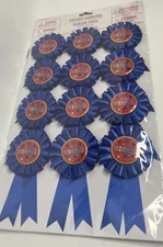 Blue Rosette Award Ribbons Set, Winner (3 x 6 Inches, 12 Pack) Party Favors