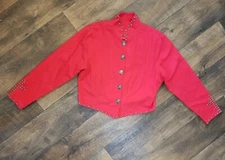 Vtg The San Angelo Texas Collection Red Southwestern Metal Studs Jacket Sz M