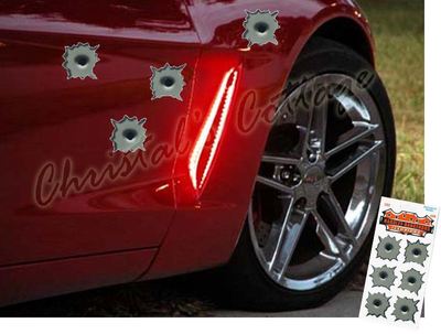 6 Vinilos/Adhesivos Reutilizable Agujero de Bala para Coche/Casco Diámetro 4.5cm