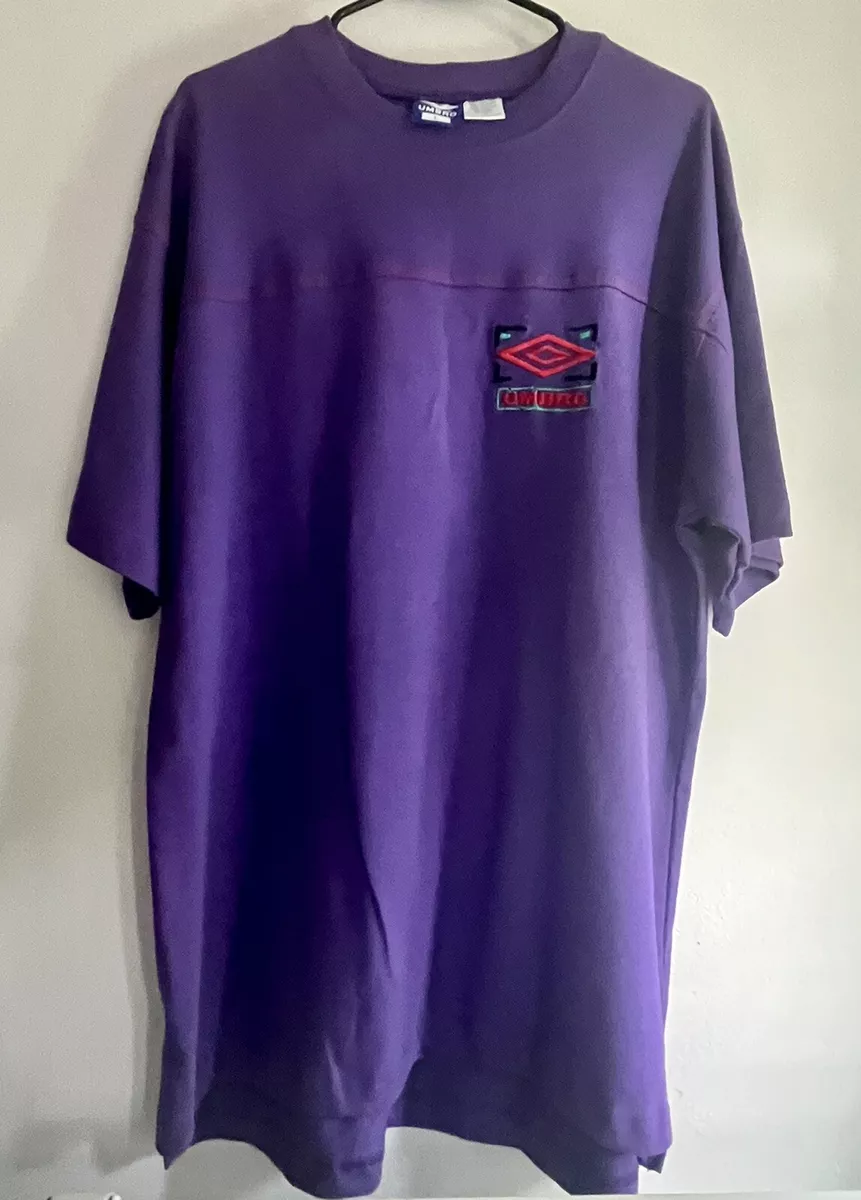 Vintage Men’s Umbro Shirt Purple Red Soccer 90s Embroidered Double Stitch L