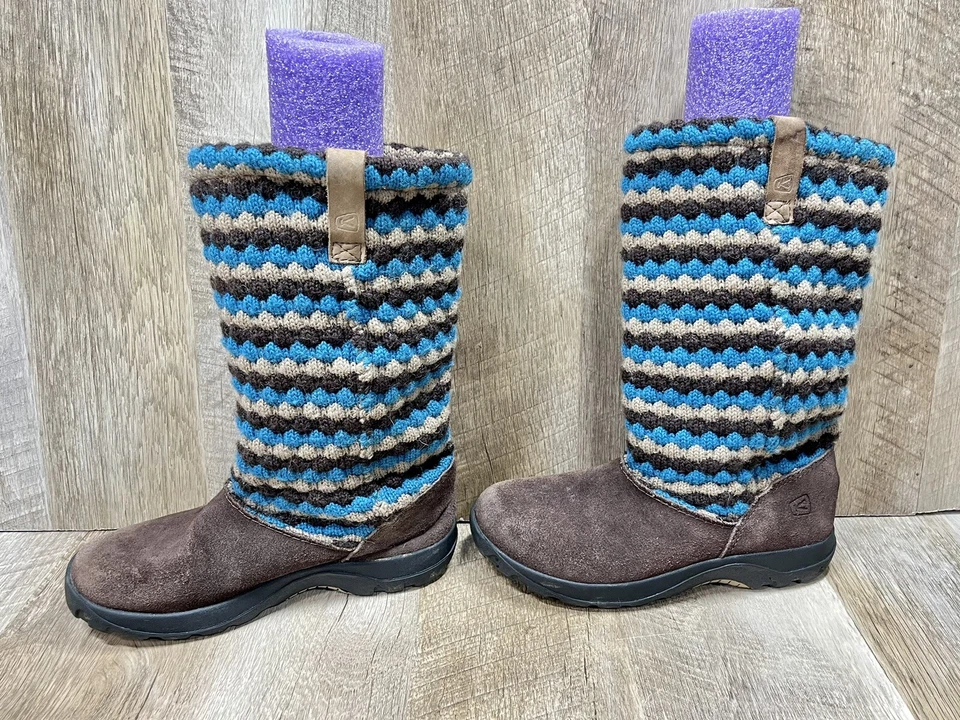 Botas KEEN Niñas Jóvenes 3 Marrón Azul Castaño Rojizo Daphne 9641 Gamuza Tejido Pantorrilla Vellón Foto 2 de 4