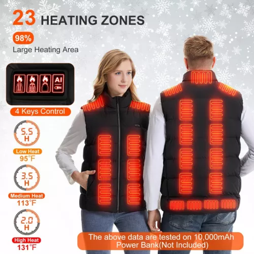 Heated Vest 23 Heating Zones with 10000mAh Battery Pack Electric Heating Vest - Picture 5 of 17