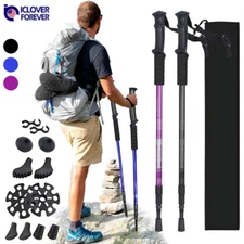 2x Nordic Walking Hiking Sticks Anti-shock Adjustable Trekking Alpenstock Poles
