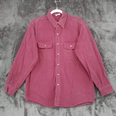 Five Brothers Chamois Shirt Vtg Flannel Burgundy Red Cotton Button Up Large