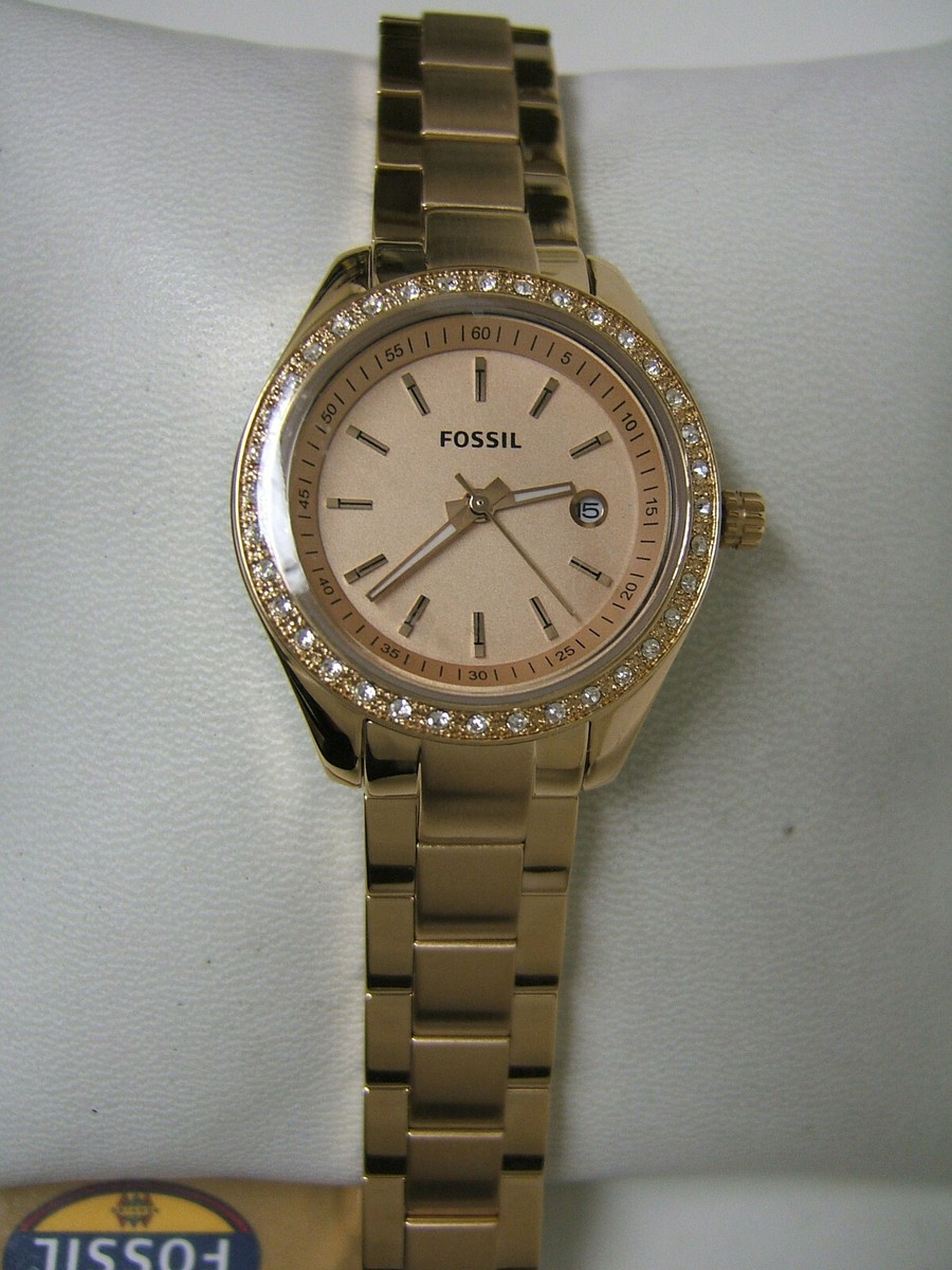 W) FOSSIL STELLA MINI ROSE GOLD CRYSTAL WATCH ES3196 NEW  display picture 1