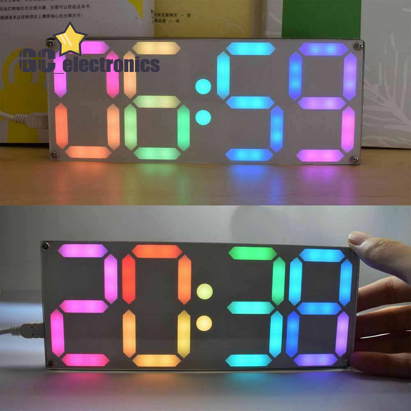 Large 3D LED Digital Clock Kit Table Timer Rainbow Color DIY Gift A3GS
