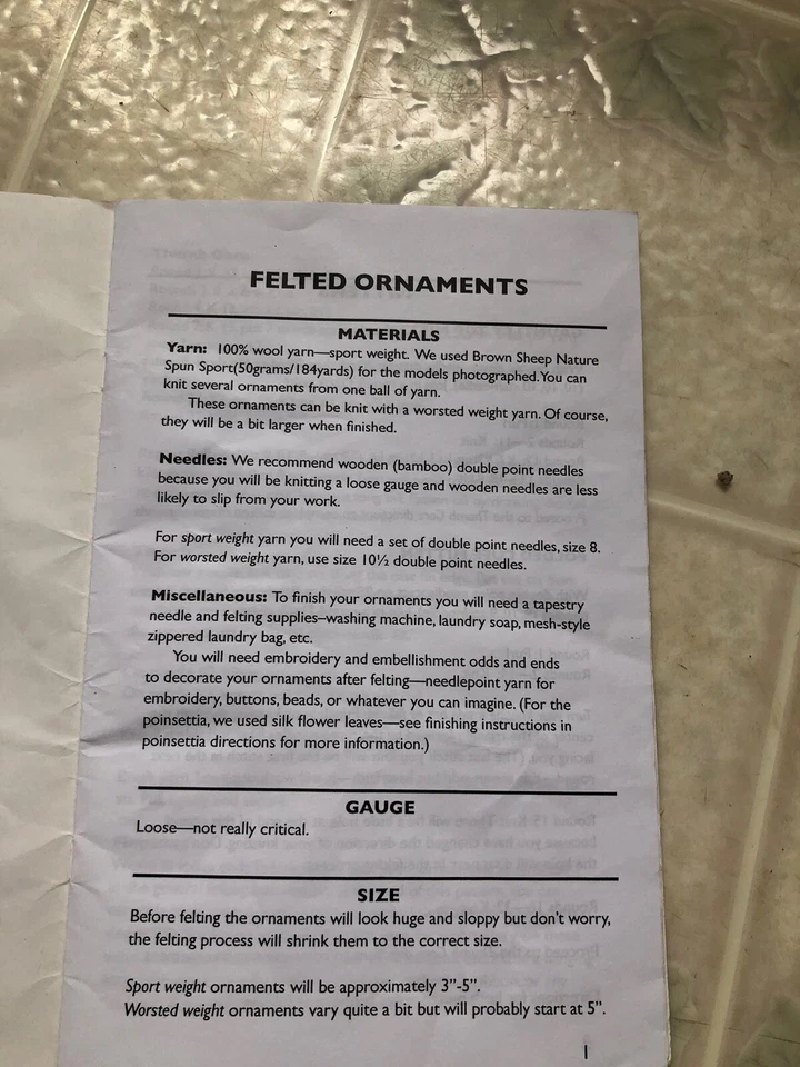 Felted Christmas Ornaments to Knit Two Old Bags Mitten Stocking Poinsettia Hats - Image 3 of 3