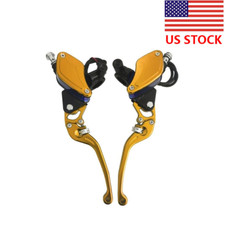 Gold 7/8"Pair Motorcycle Master Cylinder Reservoir Brake Clutch Hydraulic Levers