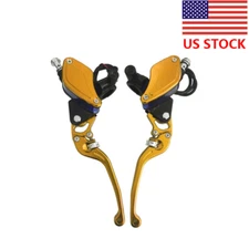 Gold 7/8"Pair Motorcycle Master Cylinder Reservoir Brake Clutch Hydraulic Levers