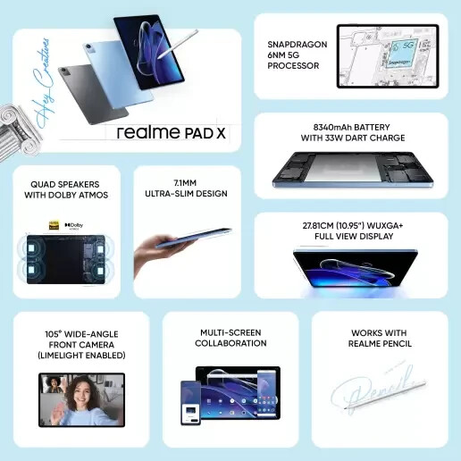 Realme Pad X 6 GB RAM 128 GB ROM (11 inch ) Wi-Fi+5G With