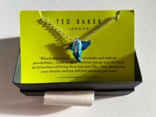 Ted Baker Sterling Silver Blue Feather Textured Necklace