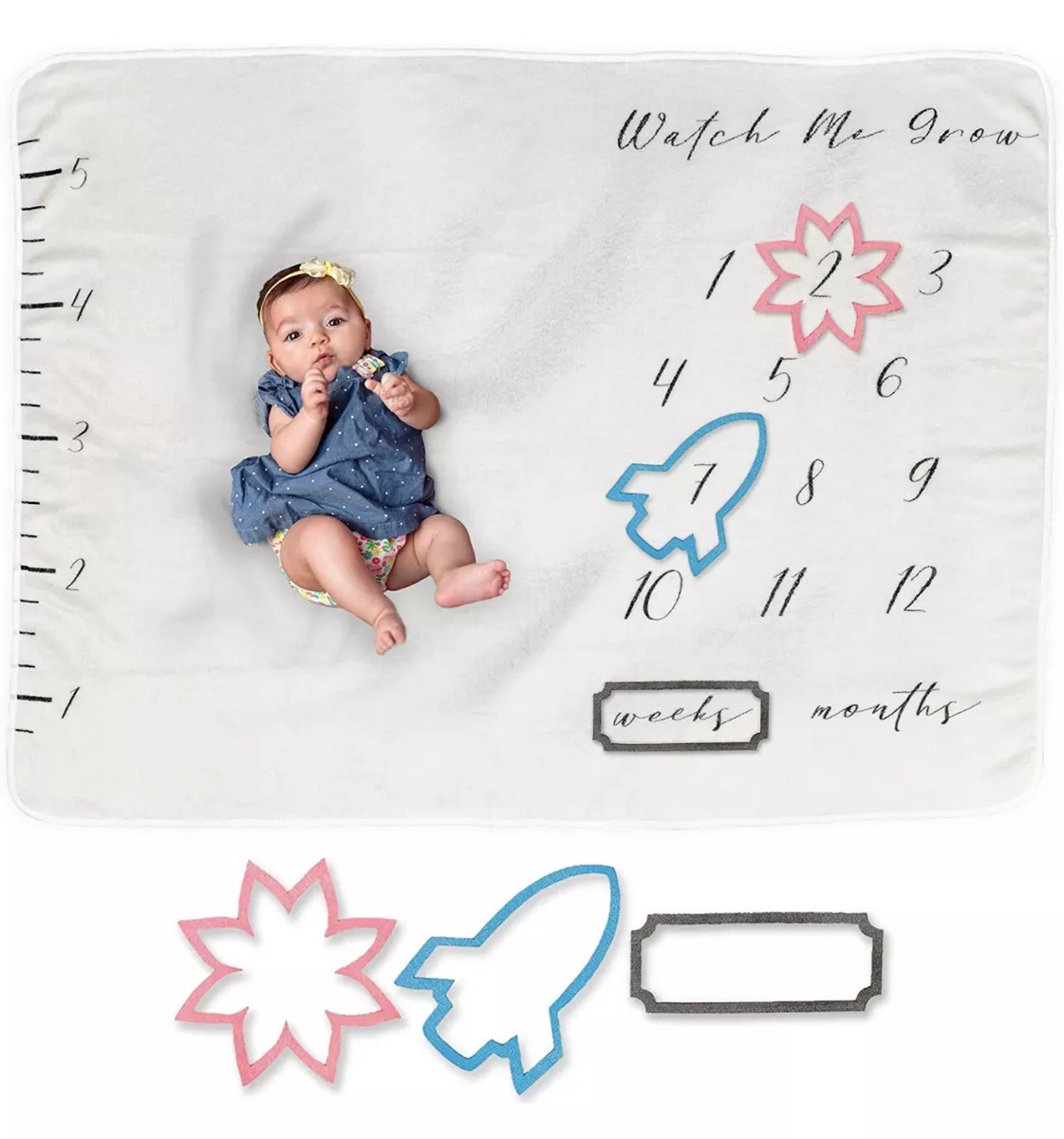 Baby Monthly Milestone Blanket Boy Girl Large 50 x40 W 3 Frames